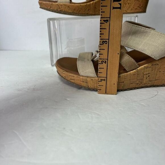 Skechers Sandals Women's 9 Tan Beige Comfort Platform Wedge Slip On Luxe Foam - Picture 12 of 14